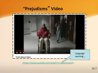 “Prejudisms” Video
<https://www.youtube.com/watch?v=op6w1c4oLfI>
Language
warning…
15.7
 