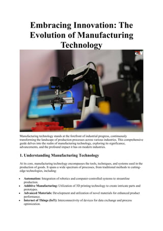 The Evolution of Manufacturing Technology 2024 | Enterprise Wired | PDF