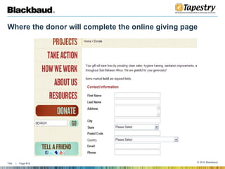 Where the donor will complete the online giving page 