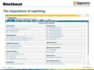 The importance of reporting: 