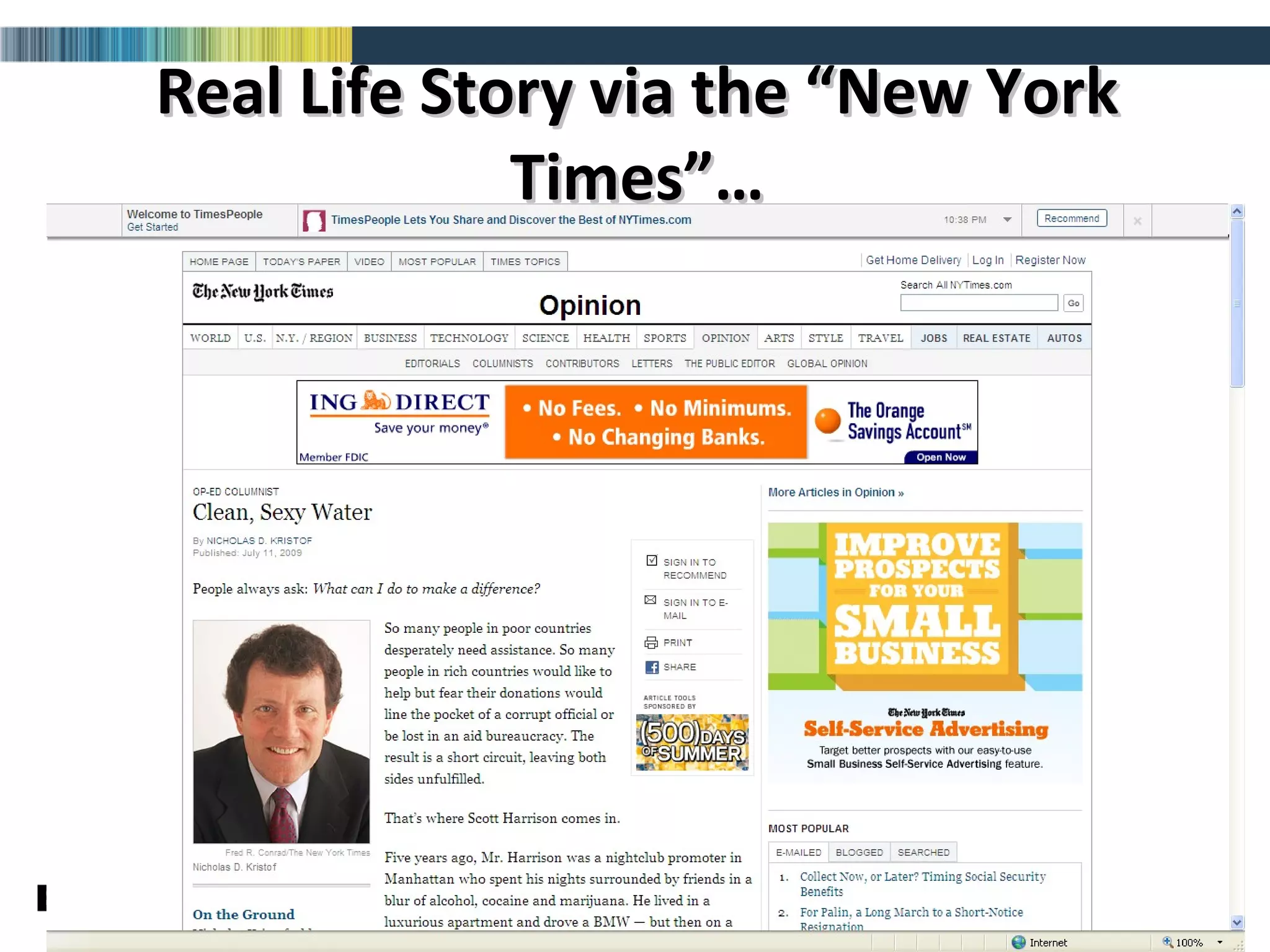 Real Life Story via the “New York Times”… 