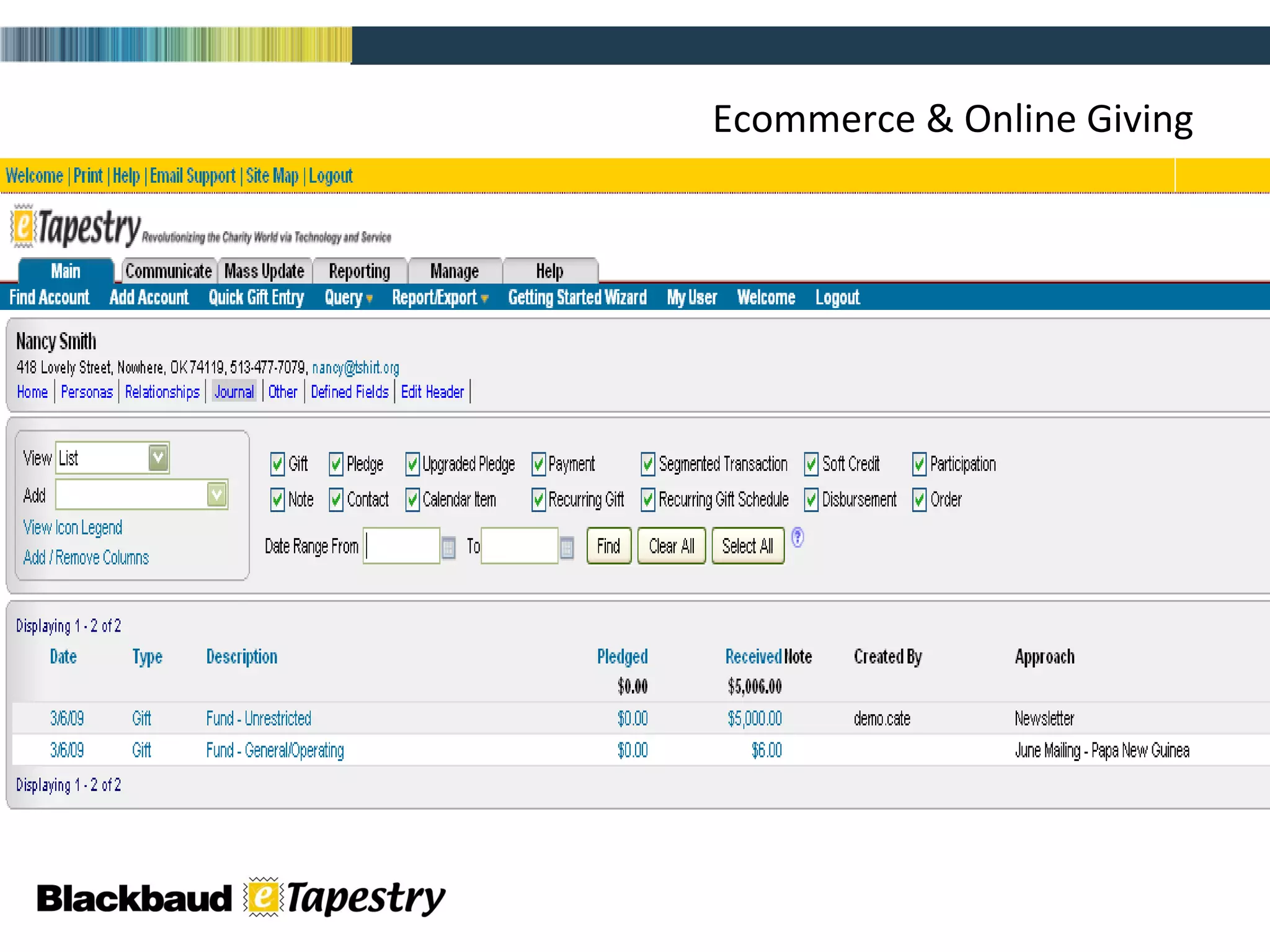 Ecommerce & Online Giving 