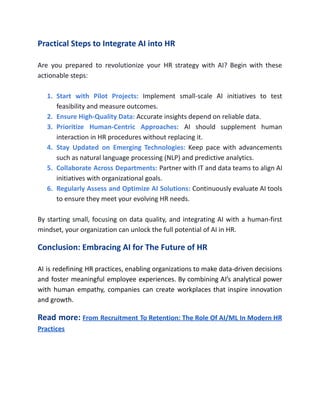 Embracing The Future – The Transformative Power Of AI In HR | PDF
