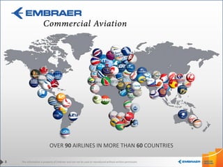 This information is property of Embraer and can not be used or reproduced without written permission.
OVER 90 AIRLINES IN MORE THAN 60 COUNTRIES
8
 