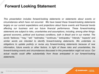 Forward Looking Statement
This presentation includes forward-looking statements or statements about events or
circumstances which have not occurred. We have based these forward-looking statements
largely on our current expectations and projections about future events and financial trends
affecting our business and our future financial performance. These forward-looking
statements are subject to risks, uncertainties and assumptions, including, among other things:
general economic, political and business conditions, both in Brazil and in our market. The
words “believes,” “may,” “will,” “estimates,” “continues,” “anticipates,” “intends,” “expects” and
similar words are intended to identify forward-looking statements. We undertake no
obligations to update publicly or revise any forward-looking statements because of new
information, future events or other factors. In light of these risks and uncertainties, the
forward-looking events and circumstances discussed in this presentation might not occur. Our
actual results could differ substantially from those anticipated in our forward-looking
statements.
54
 