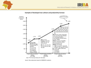 Examples of developed new cultivars and productivity increase 
Source: Own elaboration based on EMBRAPA’s evidence.  
