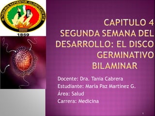 Docente: Dra. Tania Cabrera
Estudiante: María Paz Martínez G.
Área: Salud
Carrera: Medicina
1
 