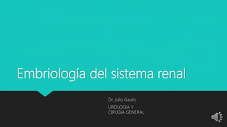 Embriología del sistema renal
Dr. Julio Gauto
UROLOGIA Y
CIRUGIA GENERAL
 