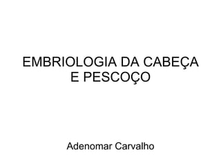 EMBRIOLOGIA DA CABEÇA E PESCOÇO Adenomar Carvalho 