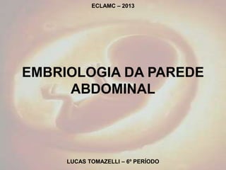 ECLAMC – 2013
EMBRIOLOGIA DA PAREDE
ABDOMINAL
LUCAS TOMAZELLI – 6º PERÍODO
 
