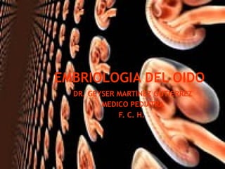 EMBRIOLOGIA DEL OIDO DR. GEYSER MARTINEZ GUTIERREZ MEDICO PEDIATRA F. C. H.  