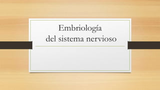 Embriología
del sistema nervioso
 