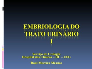 Serviço de Urologia Hospital das Clínicas – HC – UFG Raul Moreira Messias 