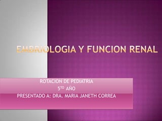 ROTACION DE PEDIATRIA
                5TO AÑO
PRESENTADO A: DRA. MARIA JANETH CORREA
 