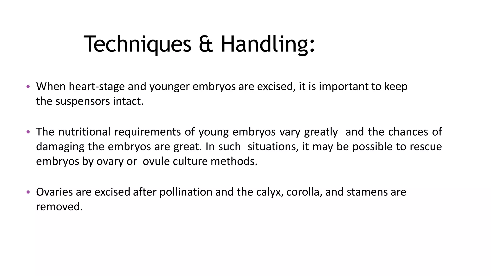 Embryo culture and embryo rescue technique | PPTX