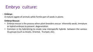 Embryo culture and embryo rescue technique | PPTX
