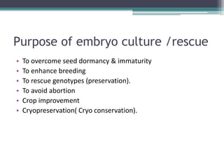 Embryo culture & application; embryo rescue | PPTX