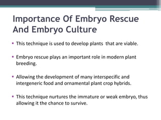 Embryo culture & application; embryo rescue | PPTX