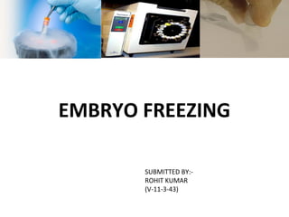 SUBMITTED BY:-
ROHIT KUMAR
(V-11-3-43)
EMBRYO FREEZING
 