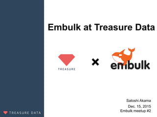 Embulk at Treasure Data
Satoshi Akama
Dec. 15, 2015
Embulk meetup #2
×
 