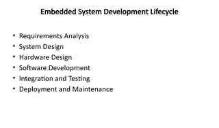 EMBEDDED SYSTEM DEVELOPMENT with life cycle | PPTX