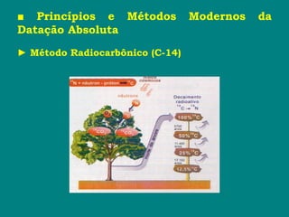 ■ Princípios e Métodos Modernos da
Datação Absoluta
► Método Radiocarbônico (C-14)
 