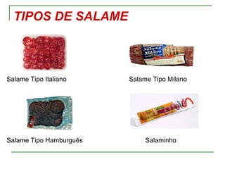 TIPOS DE SALAME



Salame Tipo Italiano     Salame Tipo Milano




Salame Tipo Hamburguês        Salaminho
 