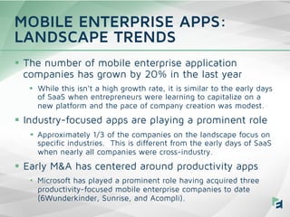 §  The number of mobile enterprise application
companies has grown by 20% in the last year
§  While this isn’t a high gr...