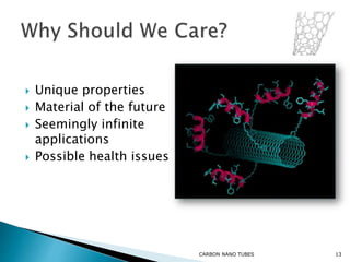Carbon nanotubes : Properties, Applications and synthesis | PPTX