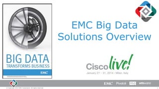 EMC Big Data
Solutions Overview

© Copyright 2014 EMC Corporation. All rights reserved.

1

 