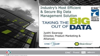 Jyothi Swaroop
Director, Product Marketing &
Alliances

12

© Copyright 2014 EMC Corporation. All rights reserved.

12

 