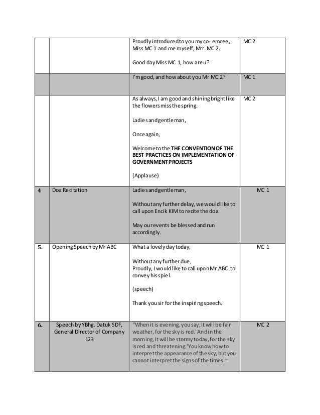 Emcee Script For The Convention Of The B