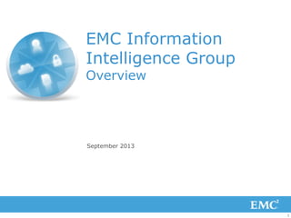 1
EMC Information
Intelligence Group
Overview
September 2013
 