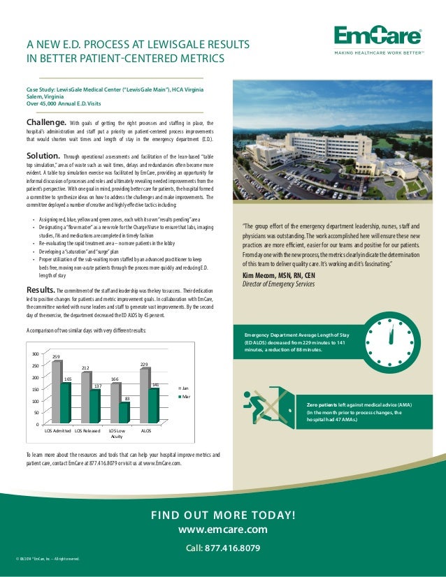 “The group effort of the emergency department leadership, nurses, staff and 
physicians was outstanding. The work accompli...