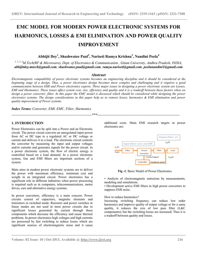 Emc model for modern power electronic systems for harmonics, losses ...