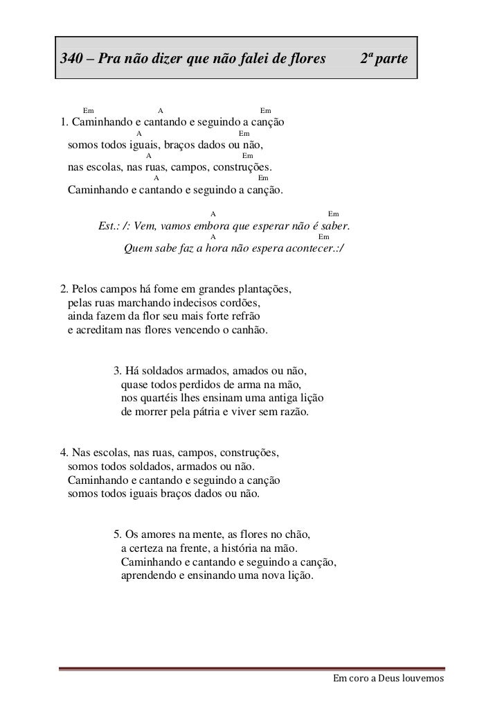 Letra Pra Não Dizer Que Não Falei Das Flores