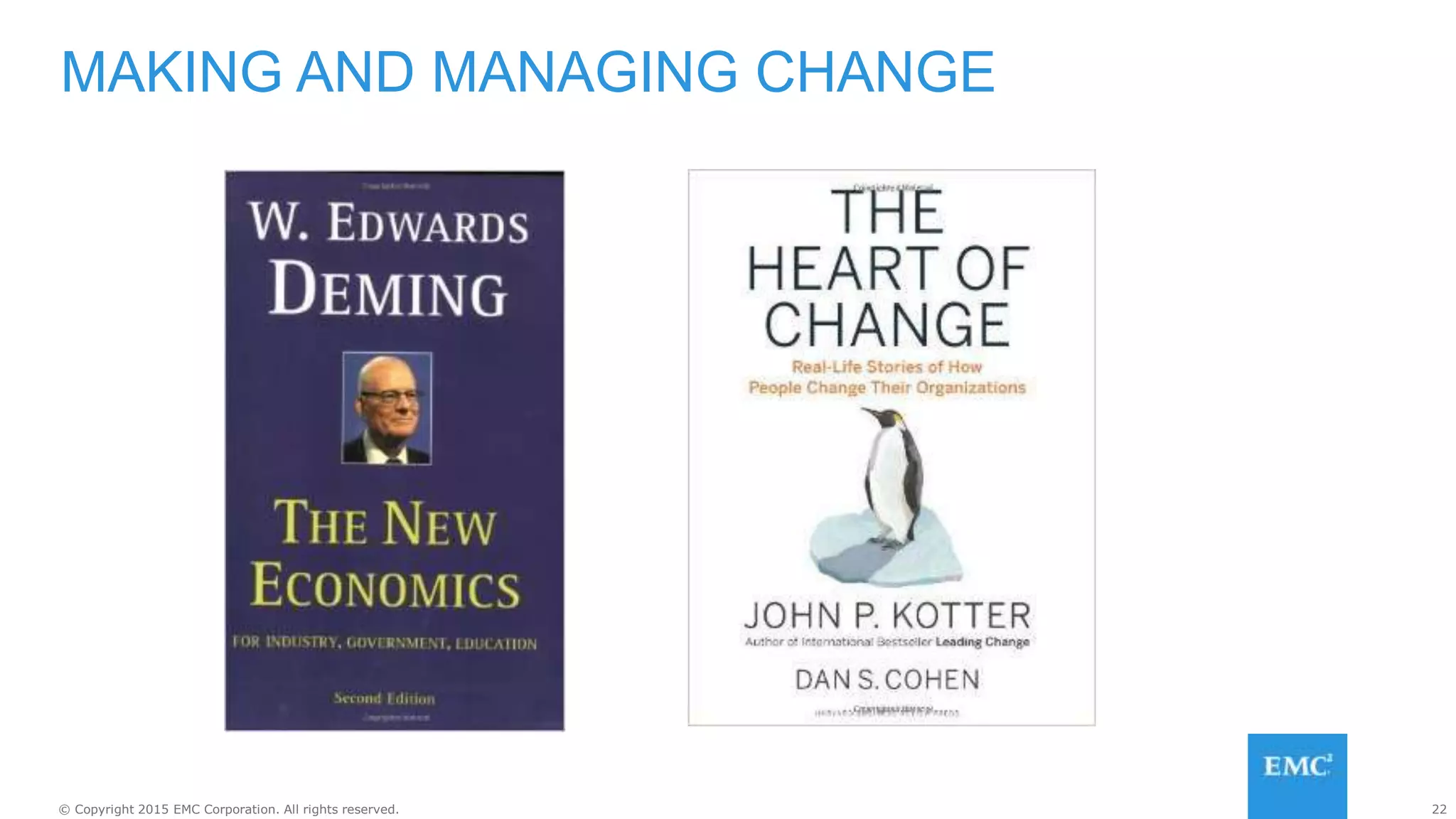 22© Copyright 2015 EMC Corporation. All rights reserved.
MAKING AND MANAGING CHANGE
 