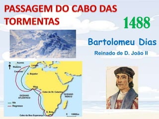 PASSAGEM DO CABO DAS TORMENTAS1488Bartolomeu DiasReinado de D. João II
