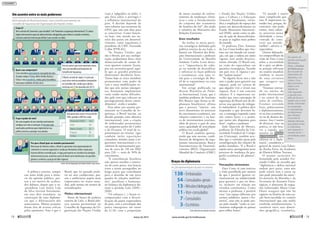 Um assento entre os mais poderosos
Reivindicação do Brasil é participar, como membro permanente, do
Conselho de Segurança da Organização das Nações Unidas
Qual a sua composição?
Cinco membros permanentes com poder de veto
(Estados Unidos, França, Reino Unido, Rússia e
China) e dez transitórios, eleitos pela Assembleia
Geral para mandatos de dois anos.
Conselho de Segurança da Organização das Nações Unidas
O que é?
Tem a missão de“preservar a paz mundial”e de“fomentar a segurança internacional”. É o único
órgão internacional capaz de adotar decisões obrigatórias para todos os estados-membros,
inclusive autorizar intervenção militar (caso recente na Líbia).
Dos seis países que mais exportam armas,
cinco são membros permanentes do
Conselho de Segurança.
O Brasil, ao lado do Japão, é o país que
mais vezes exerceu mandatos temporários
no Conselho (dez, sendo que o último
terminou em 31 de dezembro de 2011).
O que é poder de veto?
Um voto negativo de um membro permanente
configura um veto à resolução. O veto tem sido
usado pelas potências para implementar sua
política externa e proteger seus aliados.
Por que o Brasil quer ser membro permanente?
Maior país da América Latina, o Brasil se apresenta como representante do
continente (o mesmo argumento é usado por Alemanha, Índia e Japão para
fazerem idêntica reivindicação). A vaga permanente no conselho traz prestígio
internacional ao país, aumenta o peso do Brasil como interlocutor nas questões
globais e confirma a posição de líder regional.
Fontes:SitedaOrganizaçãodasNaçõesUnidaseveja.com.br
Veja quem mais usou o recurso desde
1946, quando a ONU foi criada
Rússia/ex-URSS 122
EUA 79
Reino Unido 32
França 18
China 5
De autoria do
escultor português
Maximiano
Alves, a Estátua
da Diplomacia
fica na sede da
Assembleia da
República, em
Lisboa. Uma
figura feminina
segura uma
espada na
mão esquerda
e aponta uma
pilha de livros e
papéis com a mão
direita. Simboliza
as vicissitudes
e contingências
da diplomacia
que obrigam
à tomada de
atitudes diversas
que podem levar
a confrontos,
sem esquecer o
reinado da lei —
simbolizada pelos
livros
A política externa, sempre
um tema árido para a maio-
ria da opinião pública, pas-
sou a ser motivo de acalora-
dos debates, depois que o ex-
-presidente Luiz Inácio Lula
da Silva investiu fortemente,
em seus dois mandatos, na
construção de uma diploma-
cia que o diferenciasse dos
antecessores. Muitas posições
foram alvo de severas críticas
pelos opositores. Fato é que o
Brasil, que no passado prefe-
ria ser ator coadjuvante, pas-
sou a ambicionar papéis mais
importantes no teatro mun-
dial, pelo menos em termos de
reivindicações.
Pleitos internacionais
Ponto de honra da política
externa de Lula, o Brasil plei-
teia assento permanente no
Conselho de Segurança da Or-
ganização das Nações Unidas
(veja o infográfico ao lado), o
que faria saltar o prestígio e
a influência internacional do
país. A decisão depende de
uma reforma nas estruturas da
ONU que não tem data para
se concretizar. Como funcio-
na hoje, não atende aos an-
seios dos países em desenvol-
vimento, como argumenta o
presidente da CRE, Fernando
Collor (PTB-AL).
“As Nações Unidas, que
são o fórum, por sua configu-
ração, poderíamos dizer, mais
democratizado de tantos fó-
runs quantos existem, fazem,
por seu secretário-geral, aqui-
lo que as grandes potências
dominantes decidirem fazer.
Temos hoje os cinco membros
permanentes com poder de
veto e essas modificações to-
das que nós, países emergen-
tes, desejamos implementar
estão sendo muito dificulta-
das pelo veto que colocam ao
prosseguimento desses enten-
dimentos”, avalia o senador.
Para obter um assento per-
manente no Conselho de Se-
gurança, o Brasil iniciou, na
década passada, uma ofensiva
internacional, com a criação
de embaixadas permanentes
em pequenos países do Caribe
e da Oceania. O total de re-
presentações no exterior (que
também inclui repartições
consulares, missões junto a or-
ganismos internacionais e es-
critórios de representação) pas-
sou de cerca de 150 em 2002
para 226 — mais de 50% de
crescimento.
“A contribuição brasileira
não apenas atendeu a interes-
ses de curto prazo, mas lançou
eixos a serem perseguidos no
longo prazo que contribuem
para o desenho de um novo
quadro de relações multilate-
rais”, justificou o Itamaraty,
no balanço da diplomacia du-
rante o período Lula (2003–
2010).
“Os esforços (...) foram re-
compensados com a diversi-
ficação da pauta exportadora
do país, com a articulação dos
países emergentes em torno
do G-20, com a proposição
de metas ousadas de enfren-
tamento de mudanças climá-
ticas e com o fortalecimento
do conjunto das economias
da América do Sul”, diz ainda
o relatório do Ministério das
Relações Exteriores.
Bons resultados
Ao avaliar as novas parce-
rias estratégicas definidas pela
política externa da era Lula, o
doutor em História das Rela-
ções Internacionais e professor
da Universidade de Brasília
Antônio Carlos Lessa desta-
ca a “importância do esfor-
ço no sentido de diversificar
e sofisticar os laços políticos
e econômicos com uma vi-
são para a estratégia do Bra-
sil de se reposicionar na cena
internacional”.
Em artigo publicado na
Revista Brasileira de Políti-
ca Internacional, Lessa, que é
também professor do Instituto
Rio Branco (que forma os di-
plomatas brasileiros), afirma
que a postura “injetou um
novo dinamismo no processo
de crescimento econômico, nas
relações comerciais e na bus-
ca de investimentos externos,
além de prover o país de uma
nova capacidade de articulação
política em escala global”.
O Brasil também apoiou,
ainda que sem sucesso, candi-
daturas de dirigentes de orga-
nismos internacionais: Banco
Interamericano de Desenvol-
vimento (BID), Organização
Mundial do Comércio (OMC)
e Fundo das Nações Unidas
para a Cultura e a Educação
(Unesco). Finalmente, reivin-
dica a ampliação do espaço dos
países em desenvolvimento no
Fundo Monetário Internacio-
nal (FMI), assim como os pla-
nos de ação de desenvolvimen-
to para as regiões mais pobres
do mundo.
O professor Darc Antonio
da Luz Costa lembra que vive-
mos em um mundo em transi-
ção, em que a ordem até então
vigente está sendo drastica-
mente alterada. O Brasil está,
na visão do especialista em
questões estratégicas, ficando
um país rico. E riqueza e po-
der “andam juntos”.
“Se alguém ficou rico e não
tem o poder para garantir sua
riqueza, pode ter certeza de
que alguém virá e tirará essa
riqueza. Esse é um conceito
clássico. E é importante en-
tender que uma concepção de
segurança do Brasil tem de ob-
servar essa questão do triângu-
lo indissolúvel. A política deve
responder o que devemos fa-
zer; a estratégia responde como
nós vamos fazer; e o poder,
que meios nós dispomos para
fazer”, explica o professor.
João Quartim de Moraes,
professor de Filosofia da Uni-
versidade Estadual de Campi-
nas (Unicamp), também acre-
dita que o caminho passa pela
reconfiguração das relações de
poder mundiais. “E o Brasil é
sujeito ativo, protagonista nesse
processo de mudança da geo-
grafia econômica do planeta”,
avalia.
Precauções necessárias
Darc Costa vê com reservas
a visão partilhada por muitos
de que é possível apostar ex-
clusivamente na solidariedade
para garantir a paz no futu-
ro, inclusive em relação aos
vizinhos continentais. Como
alertou o professor, é possível
criar “um espaço diferente por
sermos solidários, justos e fra-
ternos”, mas não se pode pas-
sar pelo mundo “como se esti-
véssemos trafegando no pomar
para colher frutos”.
“O mundo é muito
mais complicado que
isso. É importante en-
tender isso, porque, do
contrário, não pode-
remos, mais adian-
te, preservar nossa
identidade e nossa
vontade de cons-
truir um mundo
melhor”, adverte o
especialista.
Outros debatedo-
res compartilham da
visão de Darc Costa
sobre a necessidade
de o país, ao pleite-
ar posição relevante
no cenário mundial,
também se munir
de uma estrutura
que assegure sua
proteção.
“Estamos entran-
do no núcleo do
poder internacional
e no centro do ce-
nário de conflitos.
Estamos entrando
forte, politicamente
e diplomaticamente,
só na área econômica
ou na de direitos hu-
manos. Isso é muito
de discurso, mas na
prática, se não hou-
ver a espada, que
mostrei na Estátua
da Diplomacia, não
adianta só a diplo-
macia”, considerou o
general da reserva Luiz Eduar-
do Rocha Paiva, da Academia
de História Militar Terrestre.
O mesmo raciocínio foi
formulado pelo senador Fer-
nando Collor, ao recordar que
“diplomacia e defesa nacional
andam pari passu, uma não
pode existir sem a outra ou
não pode prescindir da outra”.
Ex-ministro da Marinha e da
Secretaria de Assuntos Estra-
tégicos, o almirante de esqua-
dra (reformado) Mario Cesar
Flores assegura que não há
registro na história de uma na-
ção bem-sucedida no cenário
internacional que não tenha
resolvido satisfatoriamente “a
coerência entre suas dimen-
sões geográfica, econômica,
“O mundo é muito
mais complicado que
isso. É importante en-
mais complicado que
isso. É importante en-
mais complicado que
tender isso, porque, do
contrário, não pode-
Outros debatedo-
Braços da diplomacia
As 226 representações do país no exterior
• Embaixadas
• Consulados-gerais
• Missões/delegações
• Vice-consulados
• Consulados
• Escritórios
138
54
13
11
7
3
Fonte:MinistériodasRelaçõesExteriores
18 
março de 2012 www.senado.gov.br/emdiscussao 
19
Contexto
 