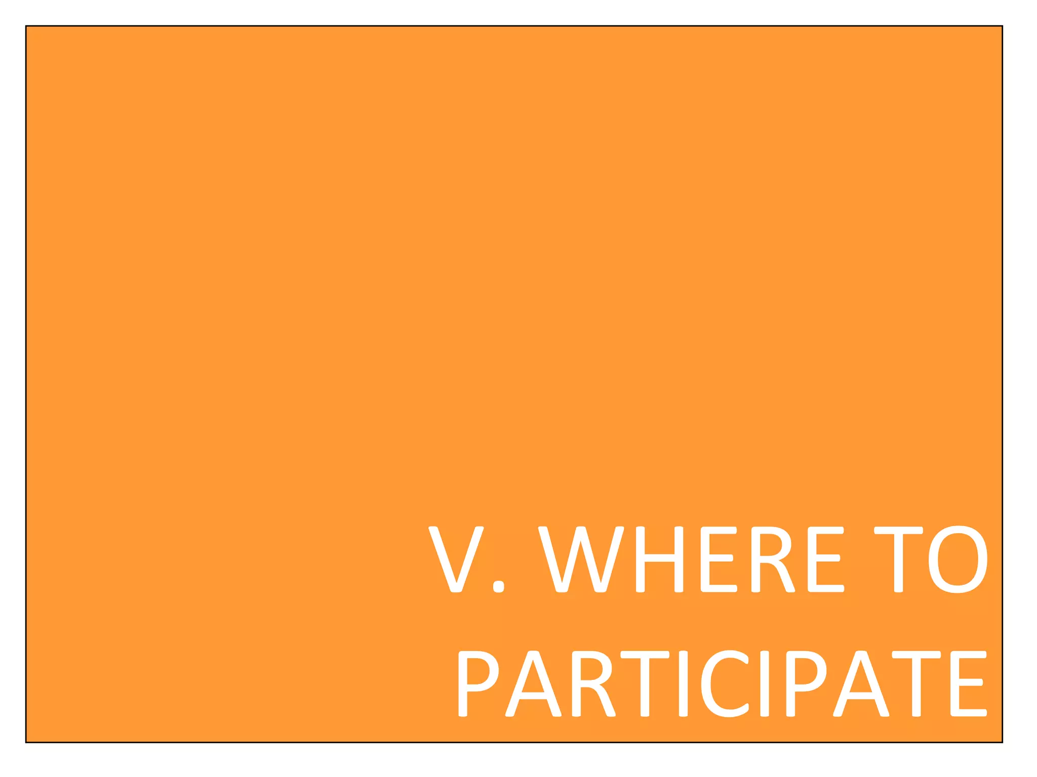 V. WHERE TO PARTICIPATE 