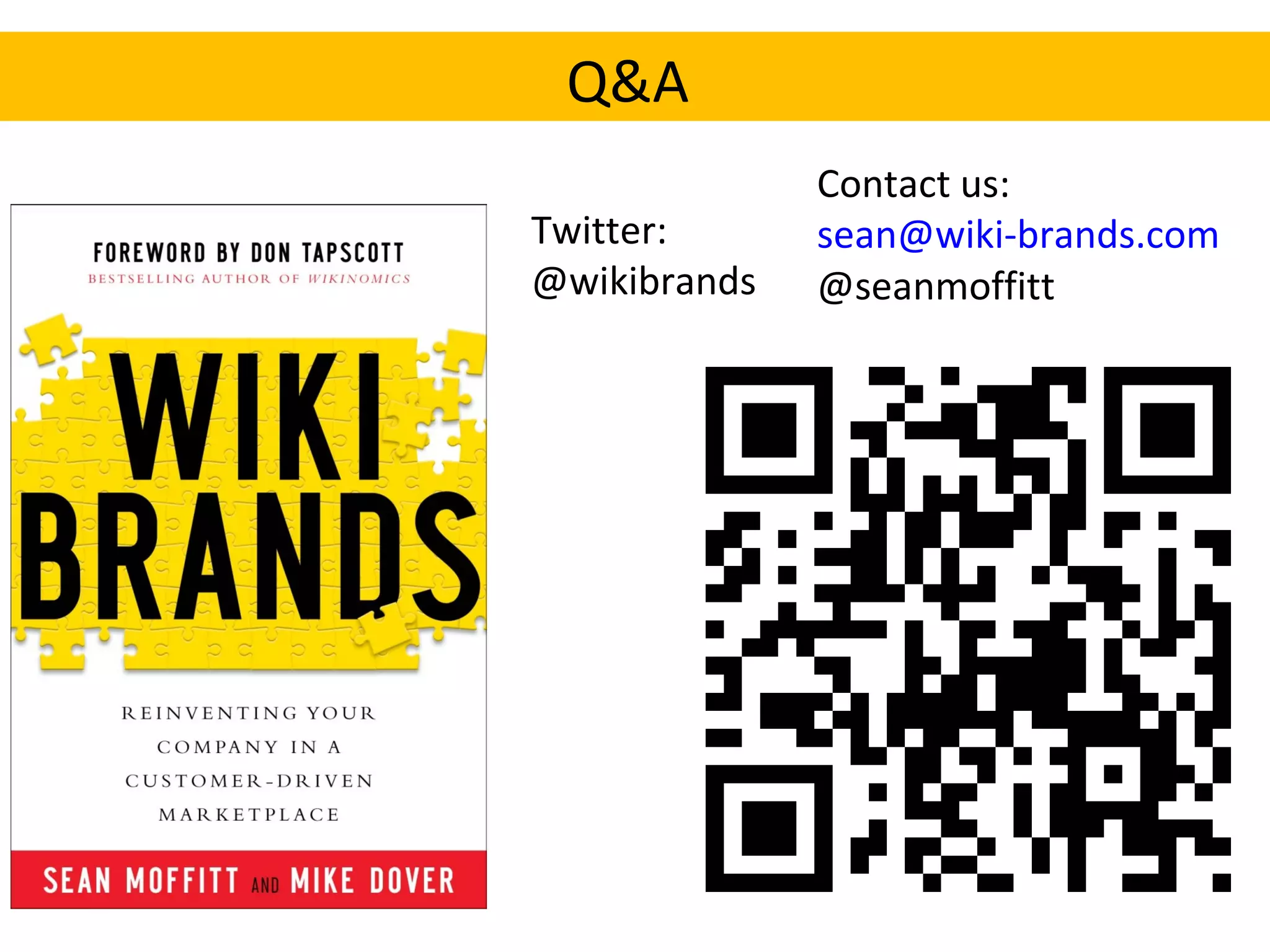 Twitter: @wikibrands Q&A  Contact us: [email_address] @seanmoffitt 