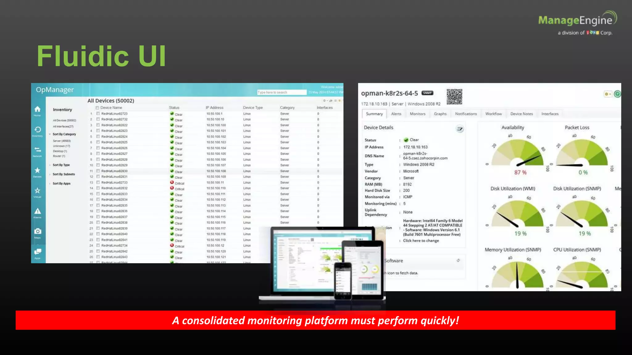Fluidic UI
A consolidated monitoring platform must perform quickly!
 