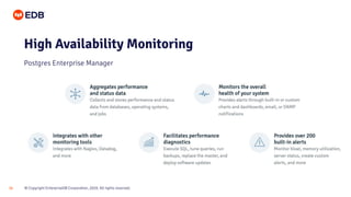 © Copyright EnterpriseDB Corporation, 2020. All rights reserved.
30
High Availability Monitoring
Postgres Enterprise Manager
 