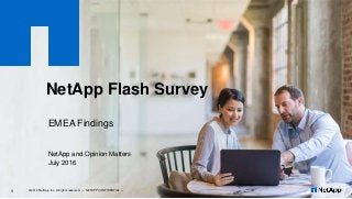 NetApp Flash Survey
EMEA Findings
NetApp and Opinion Matters
July 2016
© 2016 NetApp, Inc. All rights reserved. --- NETAPP CONFIDENTIAL ---1
 