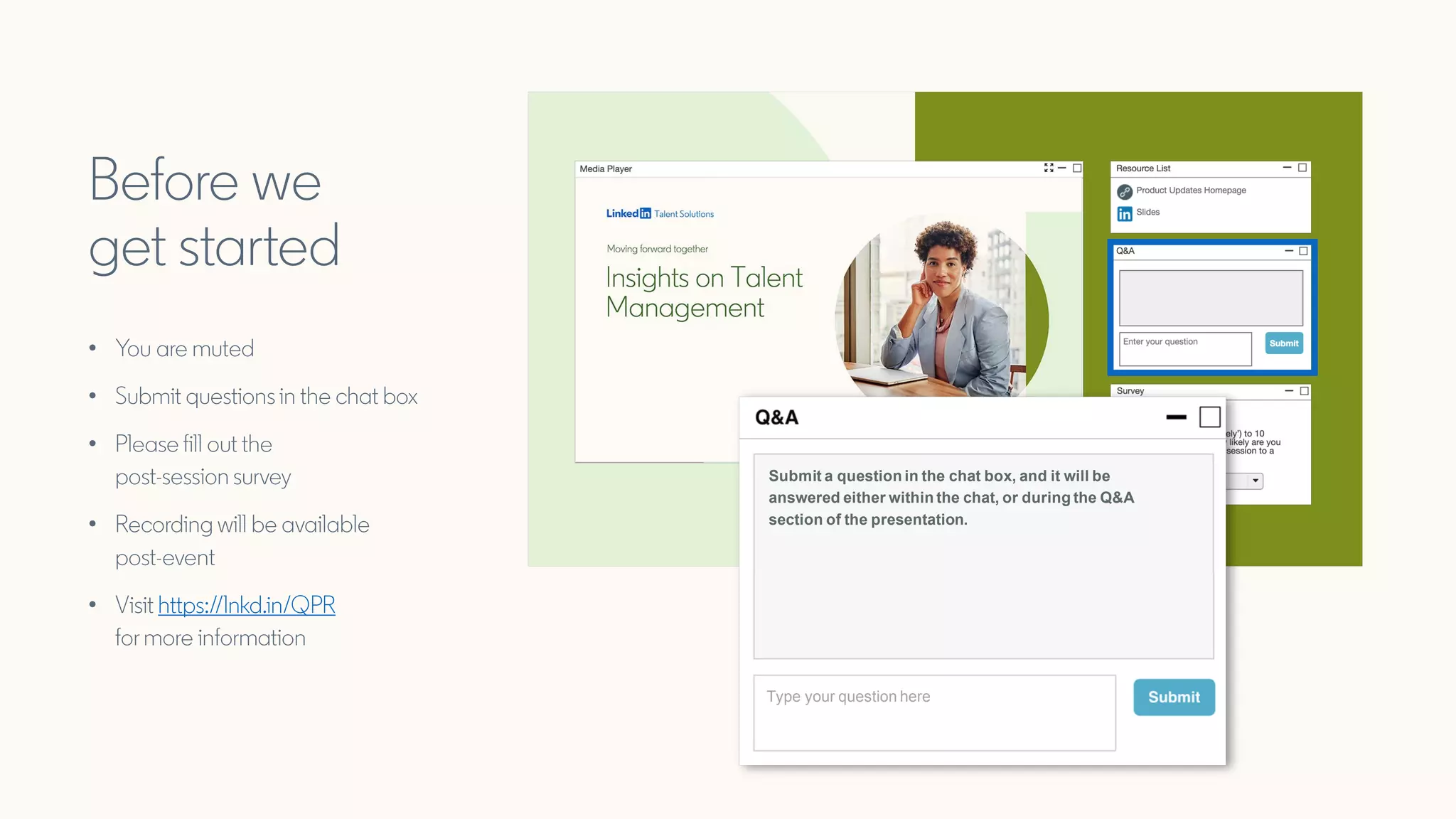 •
•
•
•
•
Type your question here
Submit a question in the chat box, and it will be
answered either within the chat, or during the Q&A
section of the presentation.
 