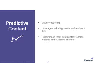 Page 25Marketo Proprietary and Confidential | © Marketo, Inc. 9/13/2016
• Machine learning
• Leverage marketing assets and audience
data
• Recommend “next-best-content” across
inbound and outbound channels
Predictive
Content
 