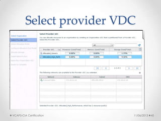 Select provider VDC
11/06/2013VCAP5-CIA Certification 45
 