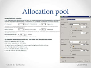 Allocation pool
11/06/2013VCAP5-CIA Certification 52
 