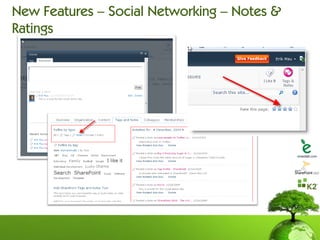 New Features – Social Networking – Notes &
Ratings
 