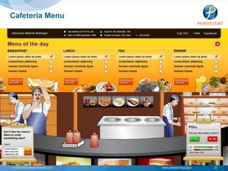 Cafeteria Menu




© 2010 Persistent Systems Ltd   www.persistentsys.com   22
 